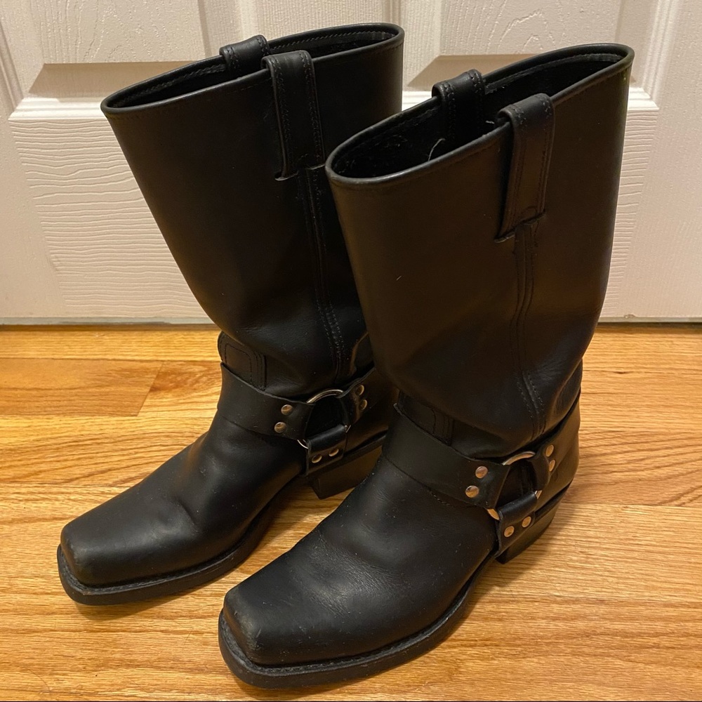 Frye Black Leather Harness 12R Boot Womens 9M